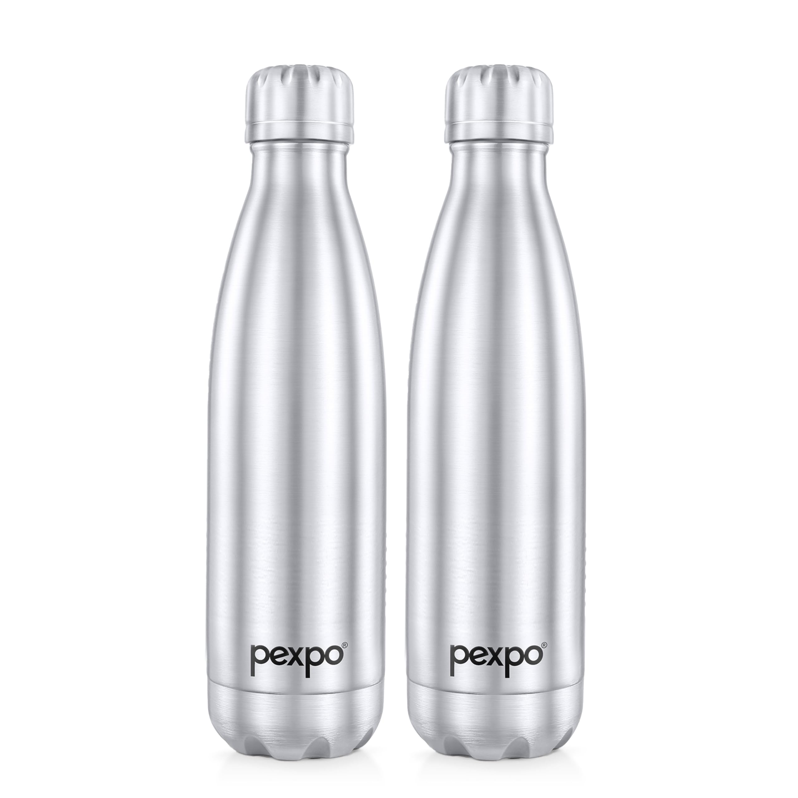 Go24 pexpo Stainless Steel Water Bottle Electro Silver 500ml