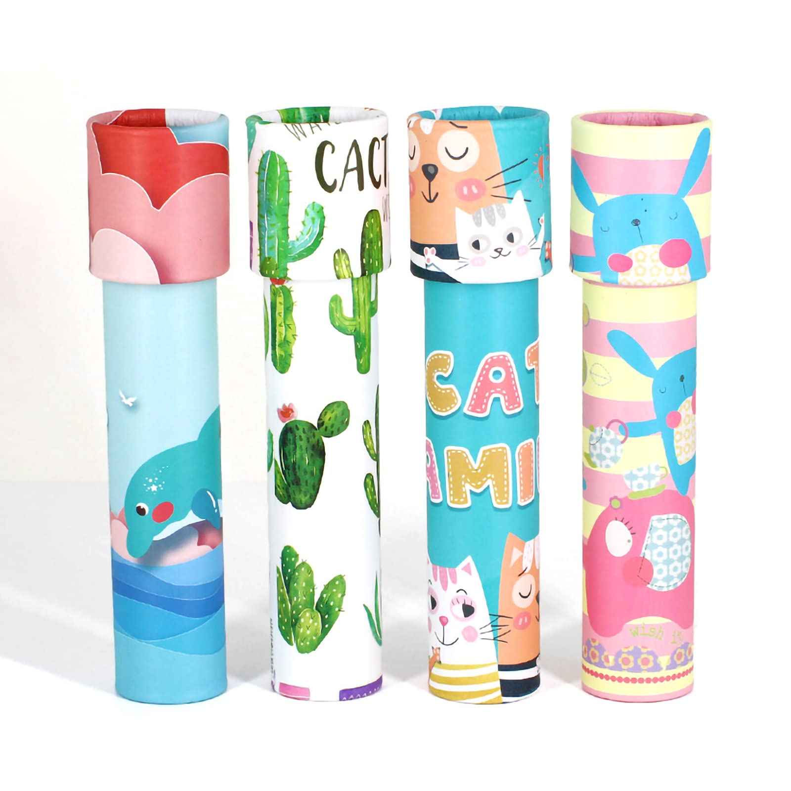 Lot De 4 Mini Kaléidoscopes En Bois – Magiques Et Colorés – Jouet éducatif Pour Enfants De 3 à 6 Ans