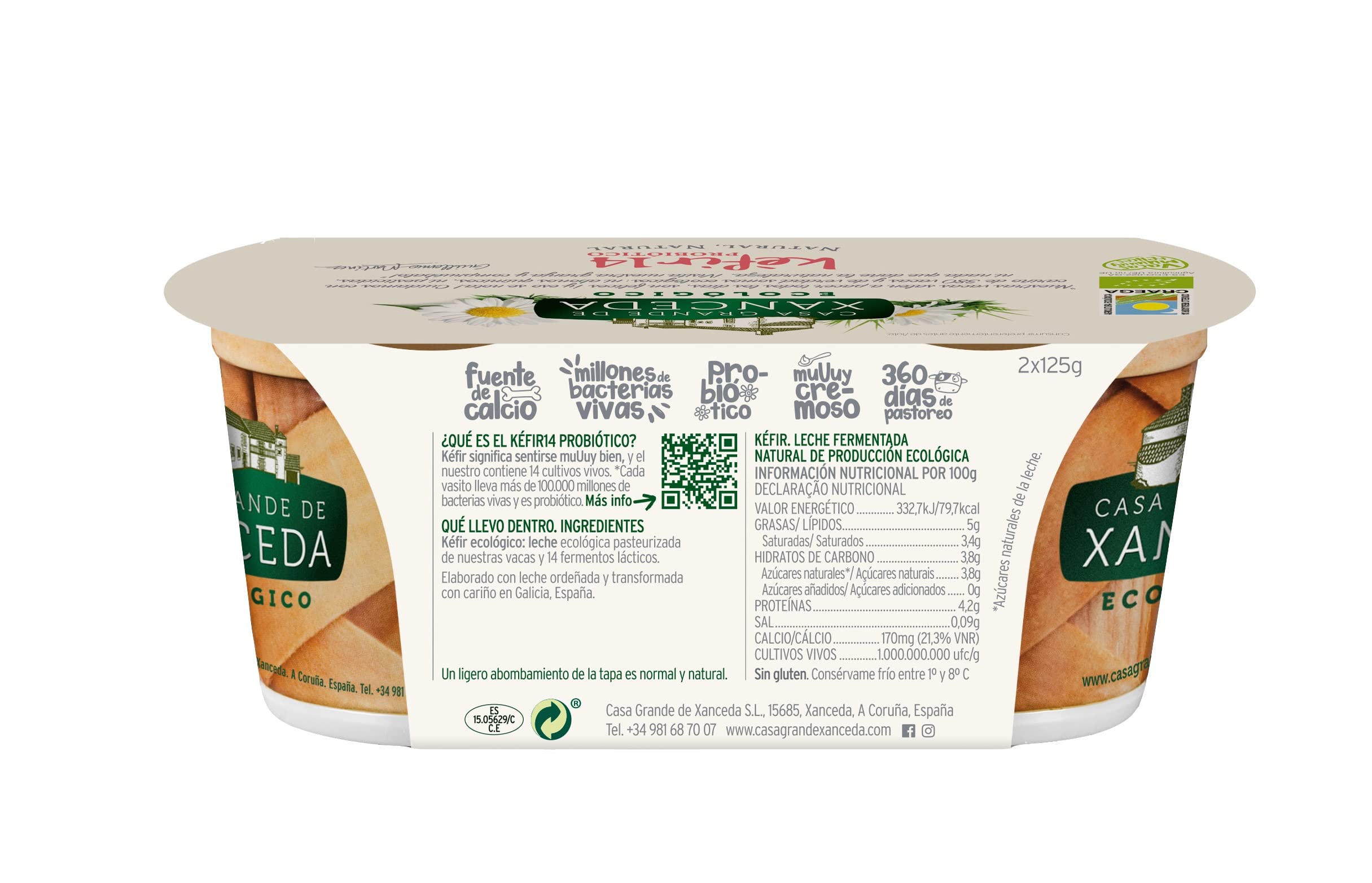 Kéfir ecológico natural de Casa Grande de Xanceda- 2x125g
