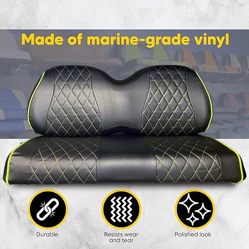 Miniatura 1 de Club CAR Precedent - Fundas de asiento delantero y trasero para carrito de golf, costuras de diamante (costuras negrasverde)
