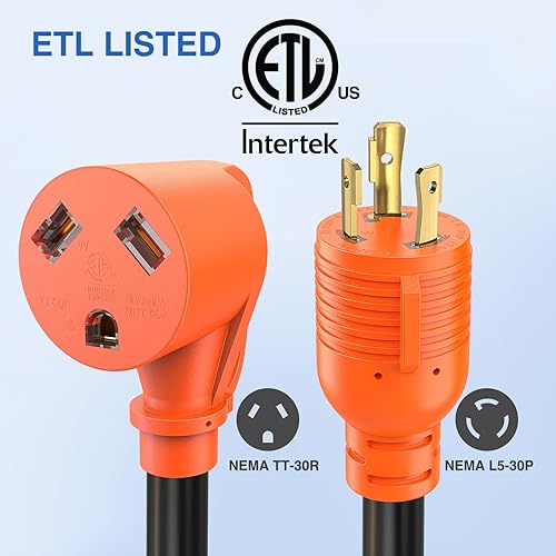 Miniatura 203 de Nilight - 50033R Adaptador de enchufe RV de 18 pulgadas, 50 amperios a 30 amperios, adaptador eléctrico de Dogbone de alta resistencia con mango 115G