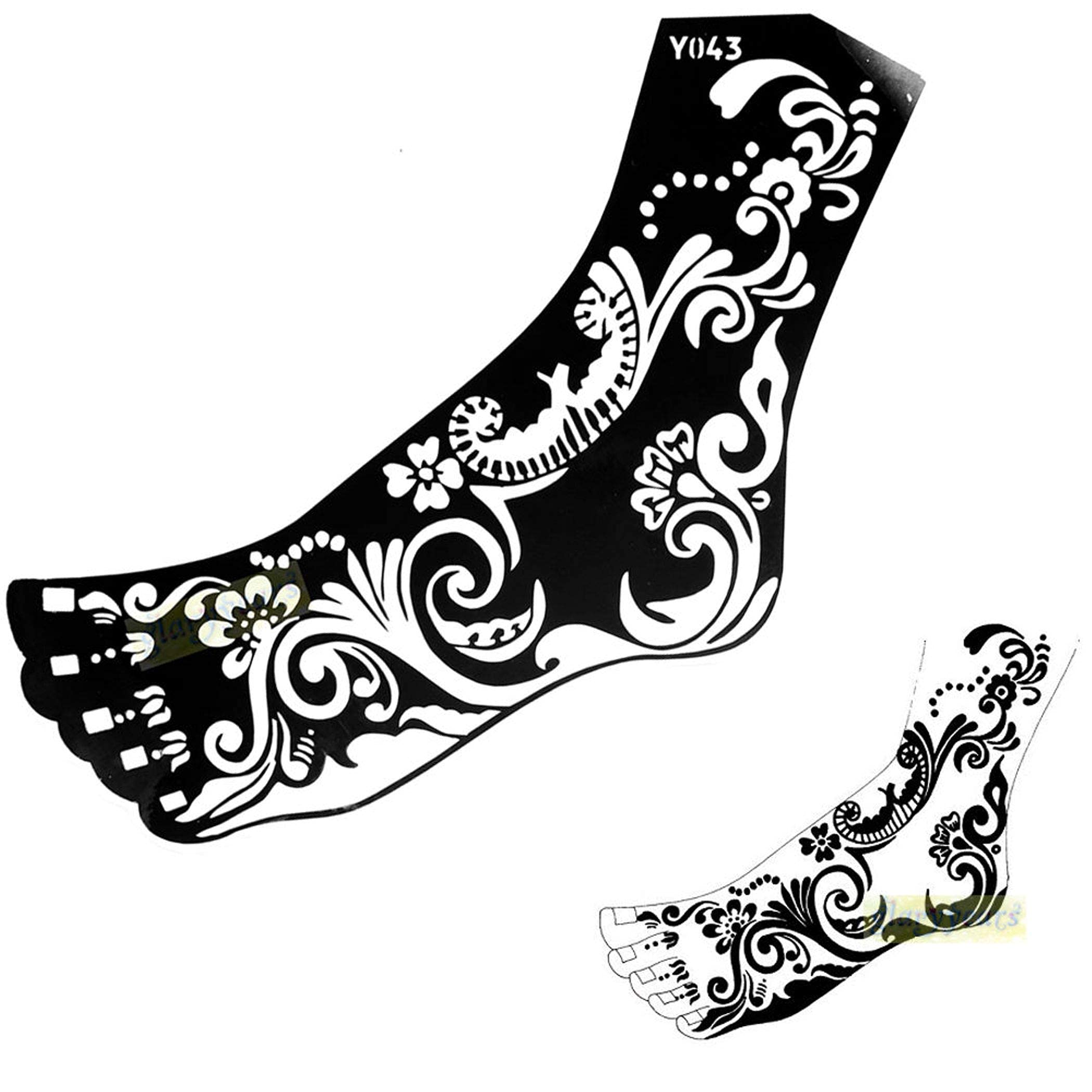 IVANA'S Heena Mehandi Tatto Stencil Set for | Hand | Body | Fingure | Face | Heena Art Temporary Tatto for Kids, Girls & Women, Design - NIV-342, Black, M-image-23