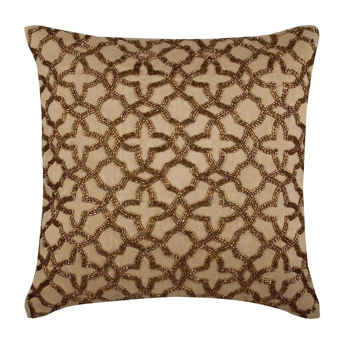 The HomeCentric Decorative Cushion Covers 45 x 45 cm Gold, Silk Throw Cushion Covers, Cushion Covers, Geometric Cushion Covers, Art Deco Cushion Covers - Gold Trellis — image 1