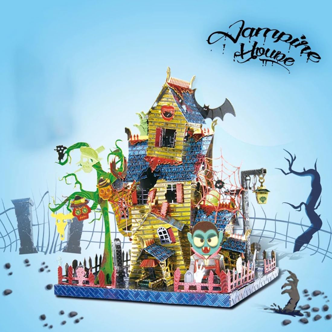 Halloween-Schloss 3D-Metall-Bausatz, Spukhaus-Motiv