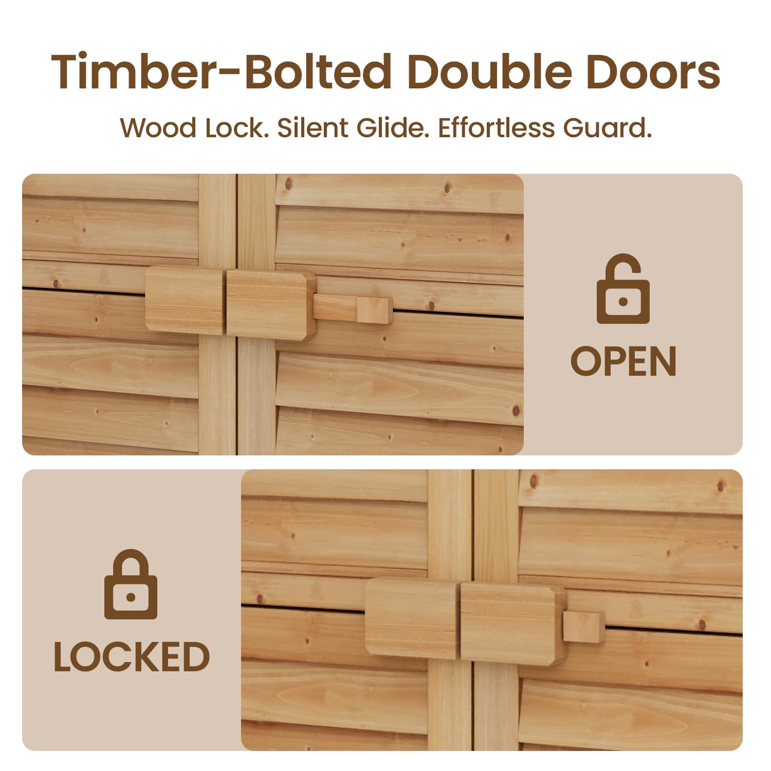 Armadio da Giardino in Legno 160 cm, Resistente agli Agenti Atmosferici con Tetto Inclinato e Dispositivo Bloccabile, Armadio per Attrezzi Esterno 87x46.5x160.5 cm Naturale
