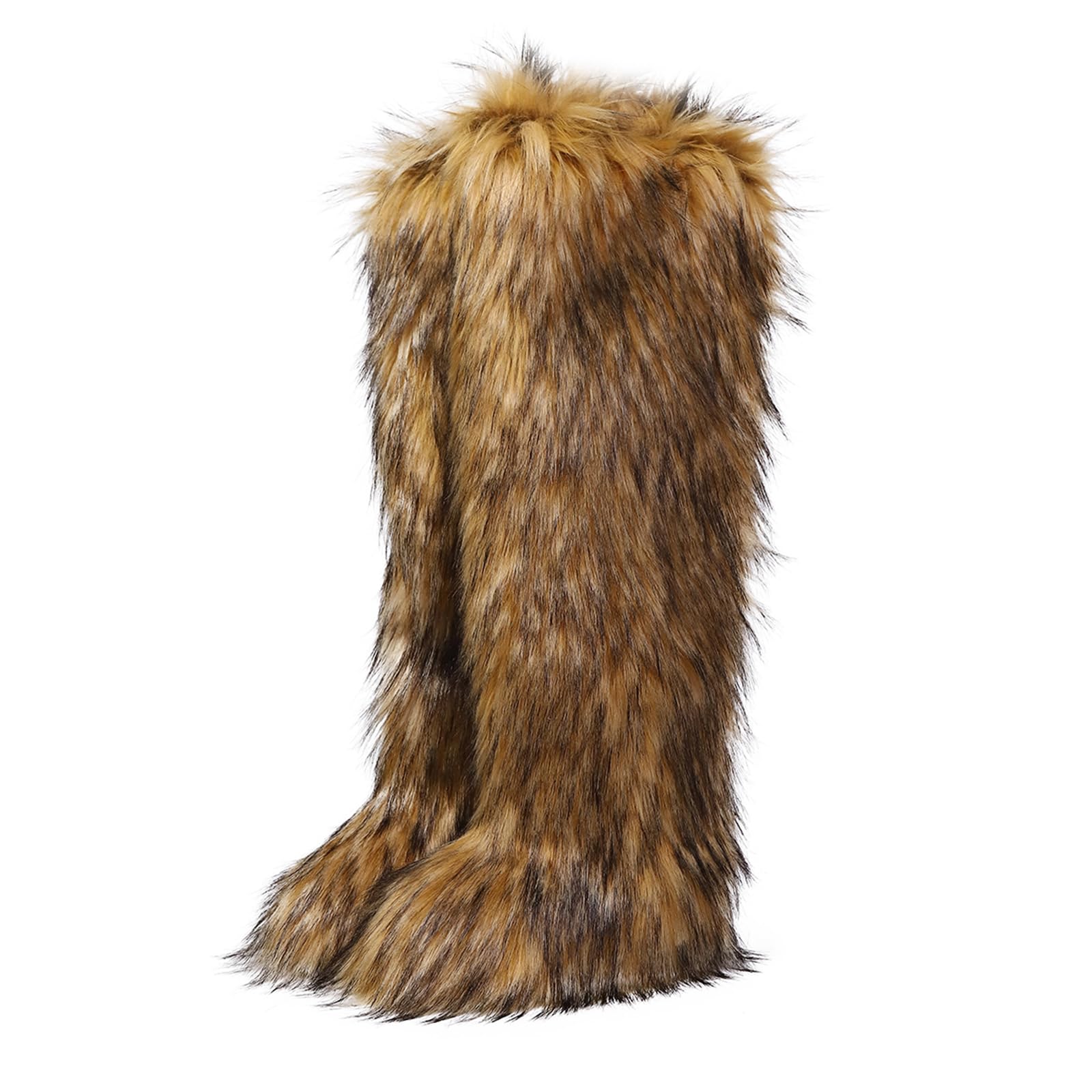 Luxury Over-Knee Faux Fur Boots Furry And Fluffy Design Fashion Costume Thigh High Boots for Women
