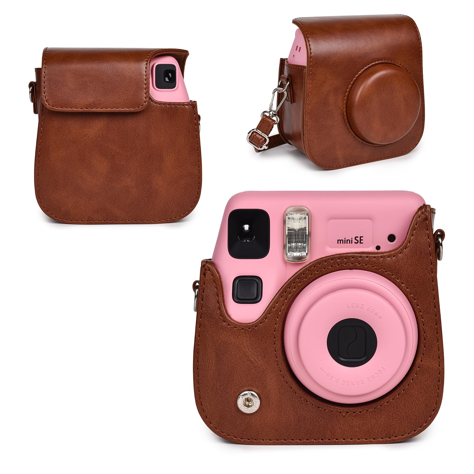 Rieibi PU Leather Protective Case for Fujifilm Instax mini SE/7+ Camera -Adjustable Shoulder Strap for Instax mini SE/7+ Case