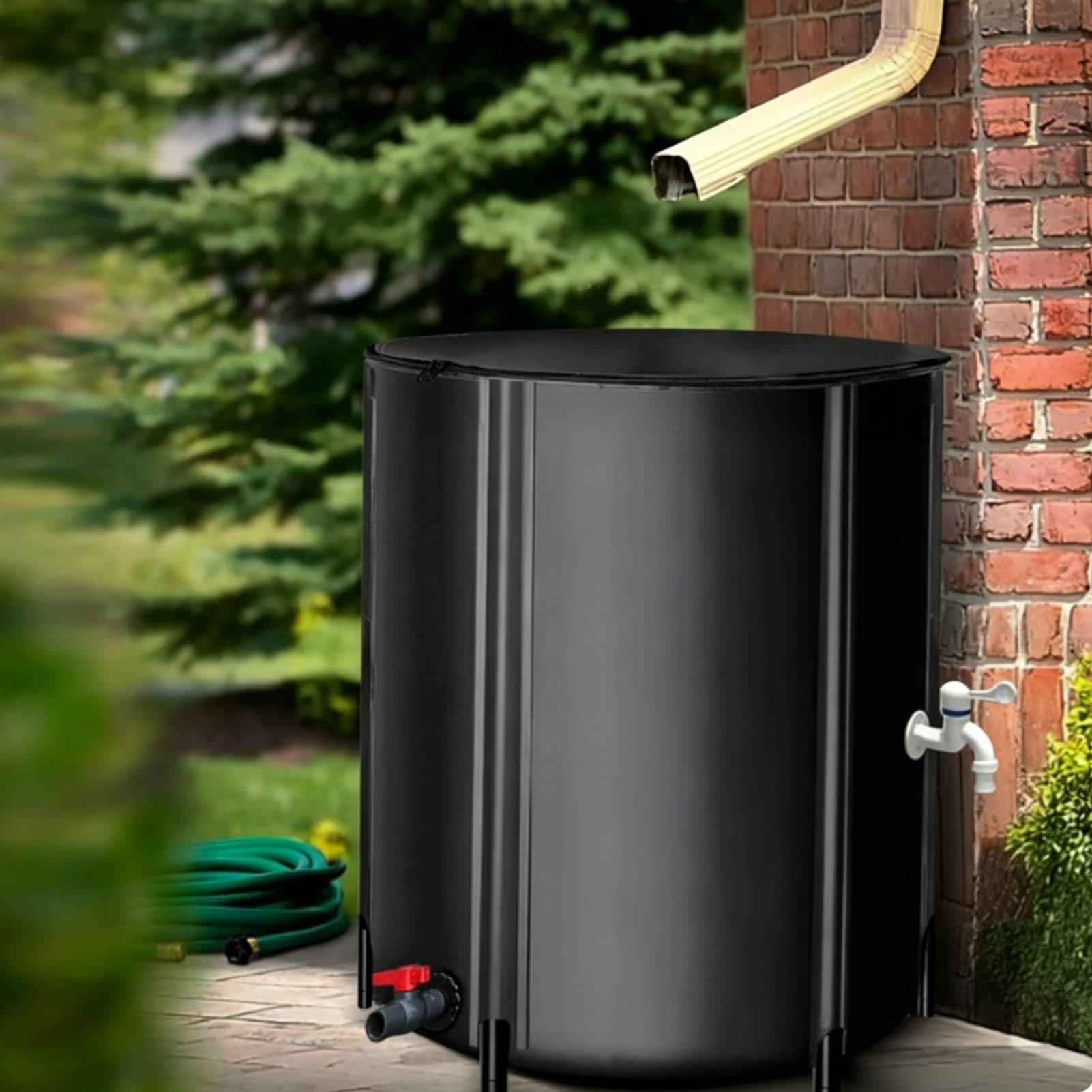 Rainwater Harvesting System, Collapsible PVC Water Barrel with Filtration Faucet, Efficient Water Storage Solution for Patios and Gardens(160L)