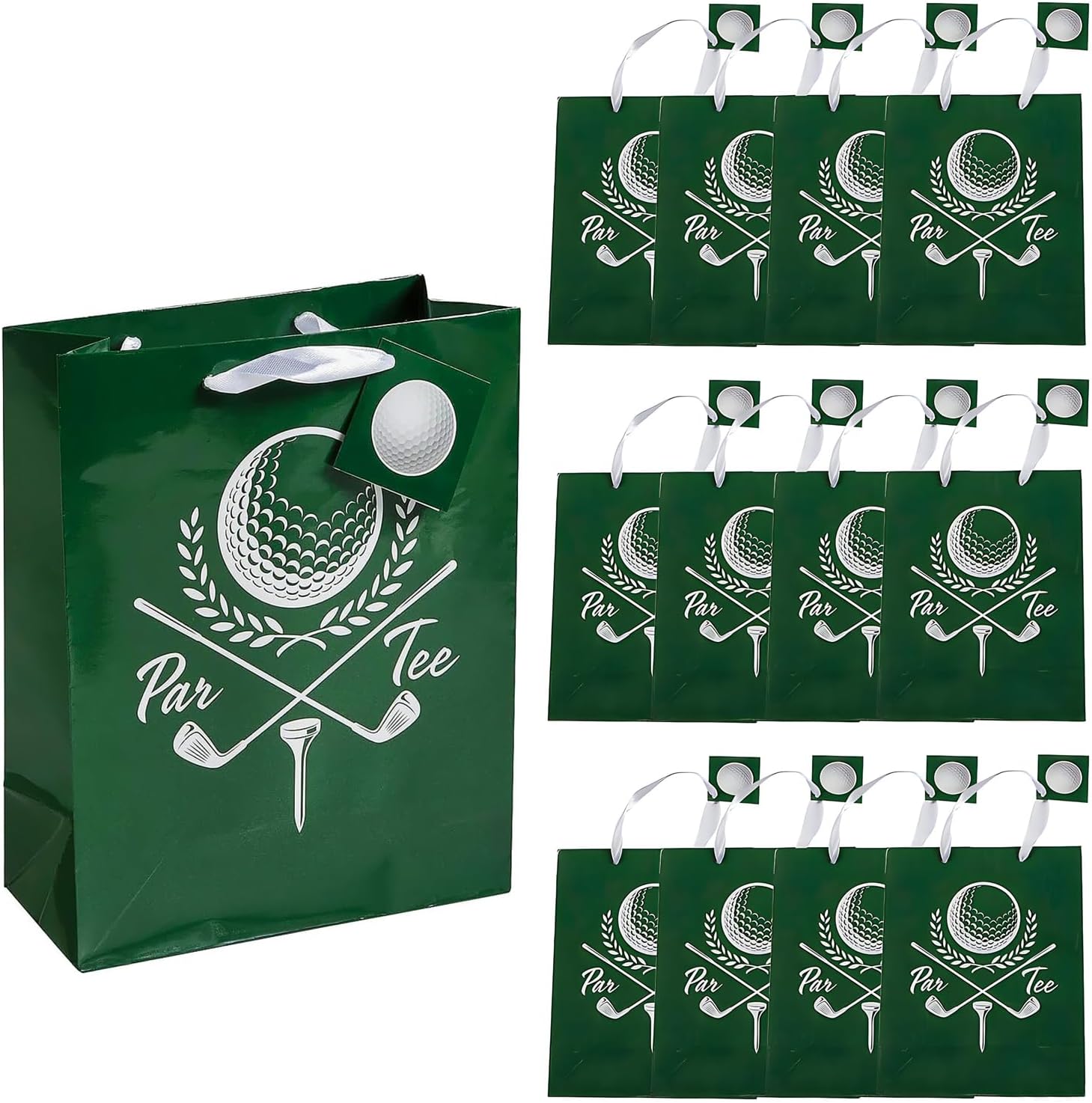 Fun Express 7 1/4" x 9" Medium Golf Party Paper Gift Bags - 12 Piece