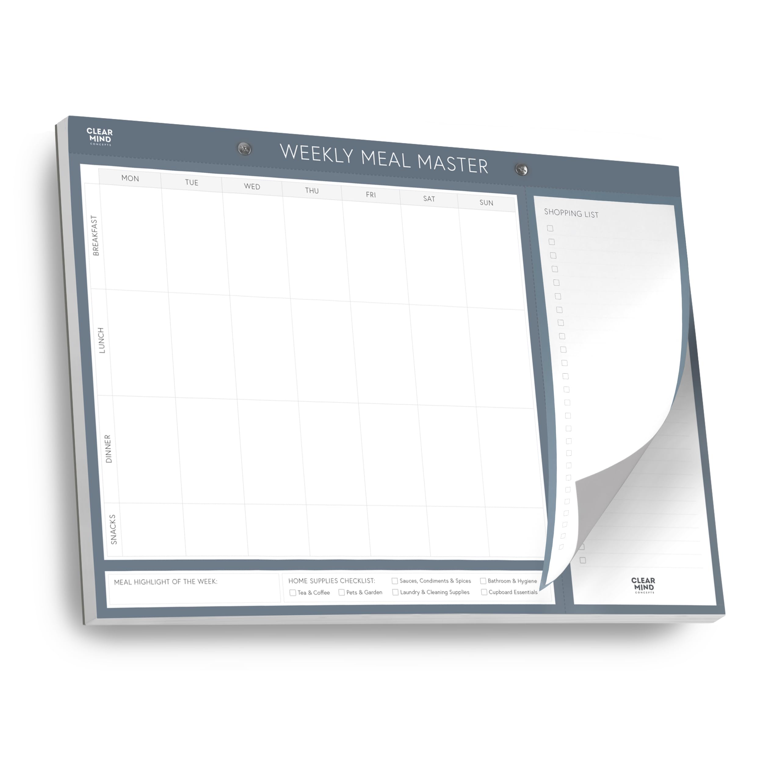 Magnetic Weekly Meal Planner for Fridge A4 with Tear Off Shopping List - 52 Undated Sheets, Thick No Bleed Paper, Meal Planning Pad with Pen Loop