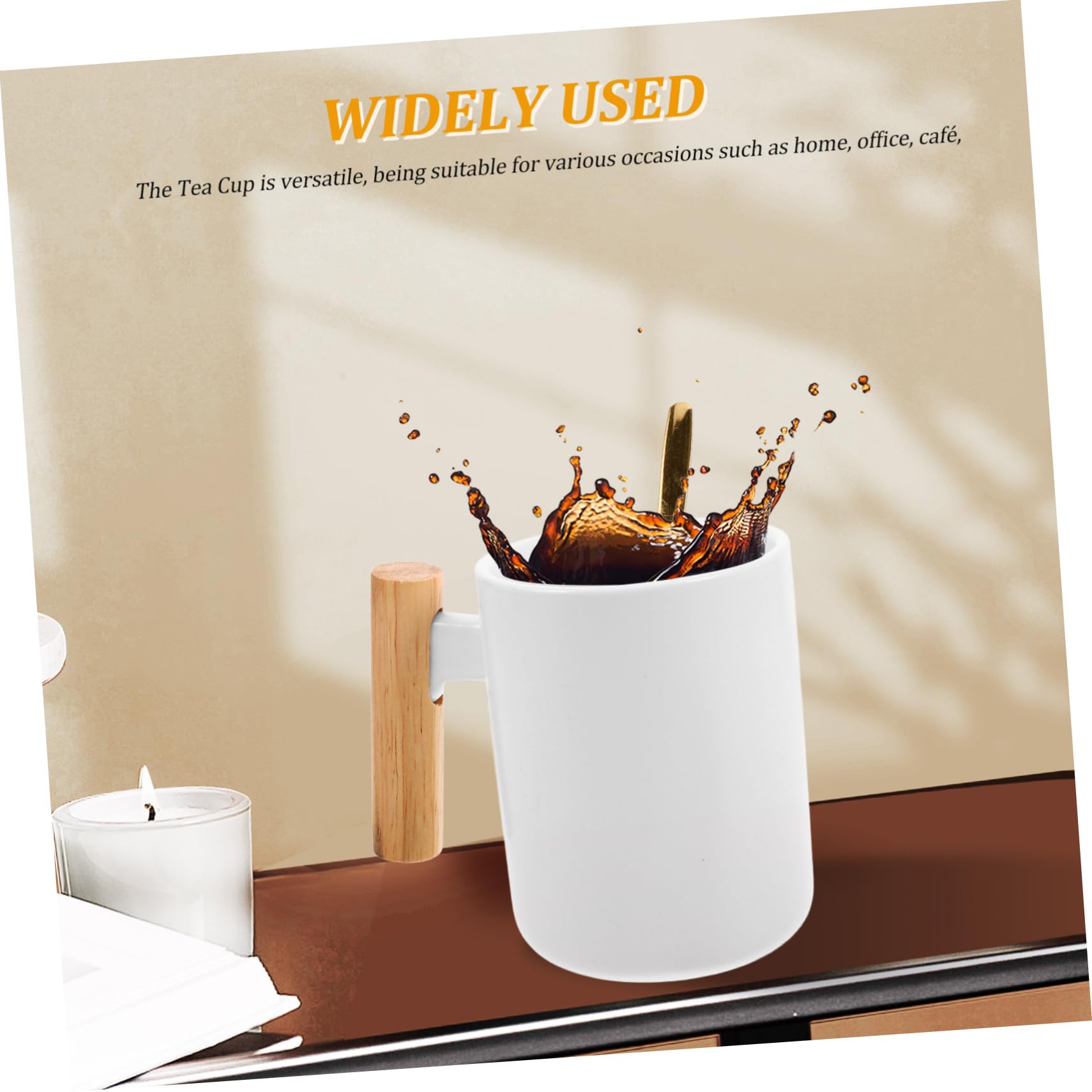 OUNONA 1 Satz Keramikbecher mit Deckel Tassen und Becher Tee Trinken Weiß Porzellan Kaffeebecher mit Deckel Kaffeetasse Withwood Griff einzigartige Kaffeetassen Tassen mit Deckel Holz