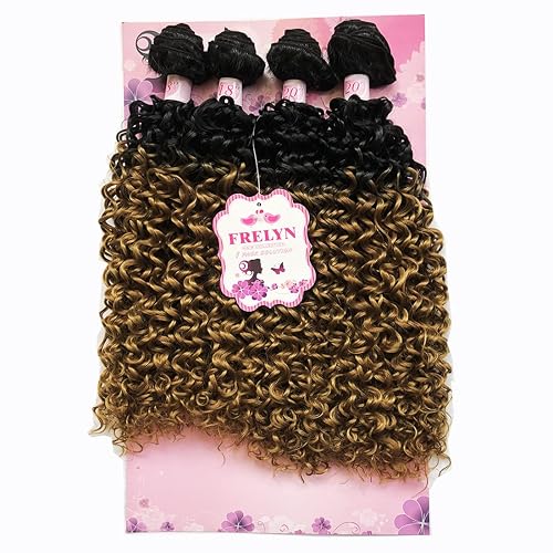 FRELYN Synthetic Kinky Curly Bundles Ombre Honey Blonde