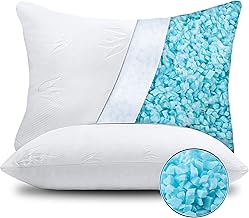 Bed Pillows Queen Size 2 Pack Shredded Memory Foam Pillows for Sleeping,Firm Pillow with Adjustable Loft,Bamboo Cooling Pillow for Side Back and Stomach Sleeper,Washable Removable Cover (Queen Size)