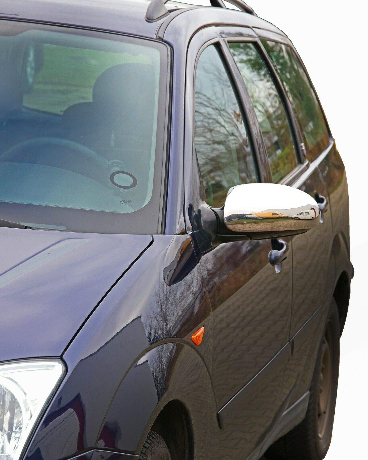 Chromowane obudowy lusterek ważne dla FORD FOCUS | 1998-2004 Stal nierdzewna 2 zestaw Zewnętrzne pokrywy lusterek
