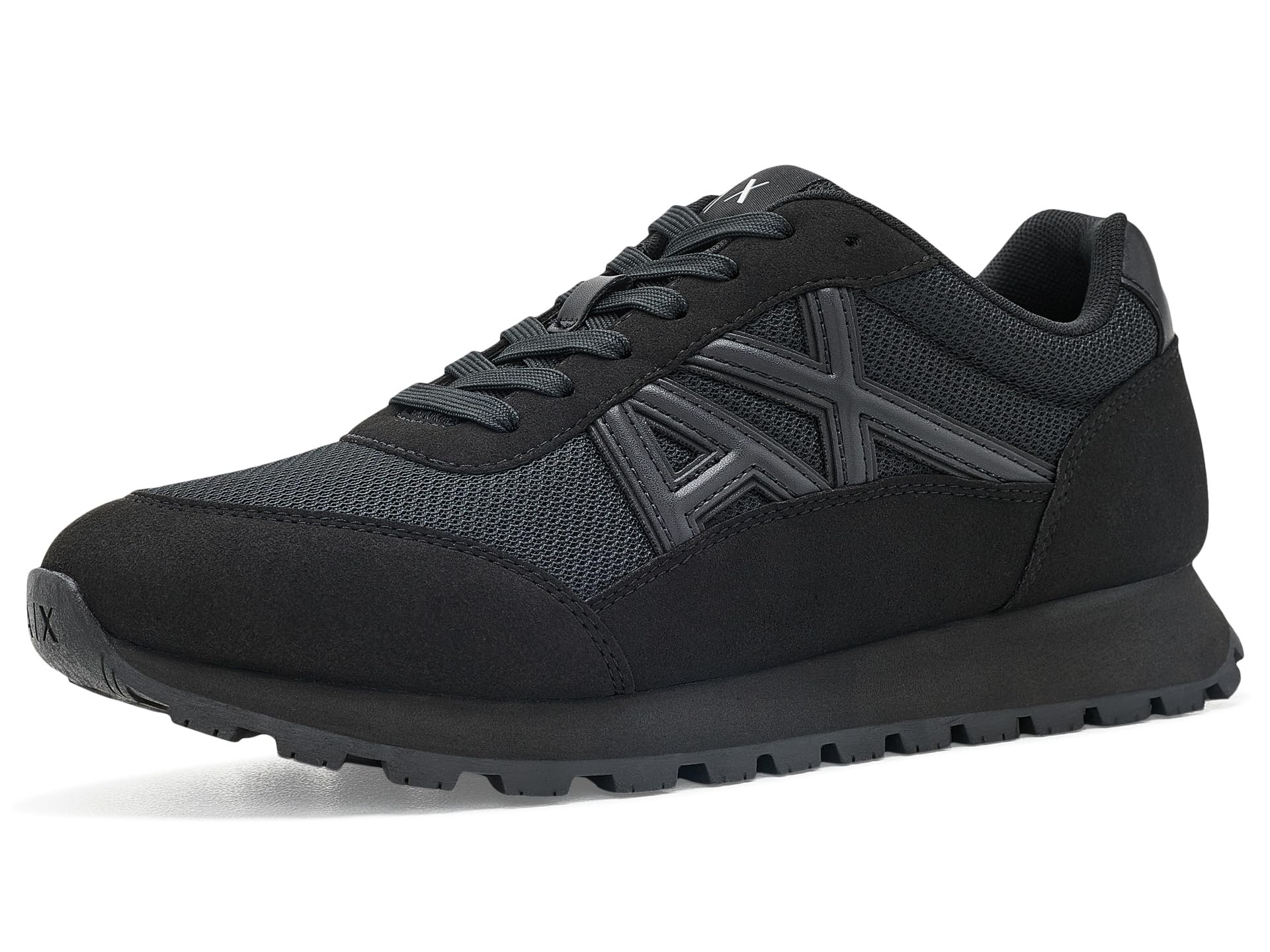 Armani Exchange Men's Side Geometric Logo Motifs Trainers, Black, 8 UK