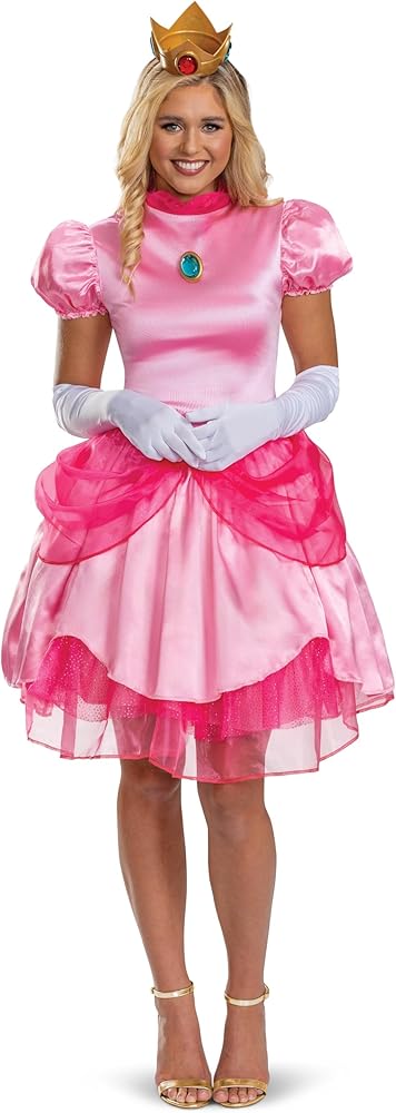 Amazon.com: Disguise Deluxe Women's Princess Peach Costume Dress & Crown