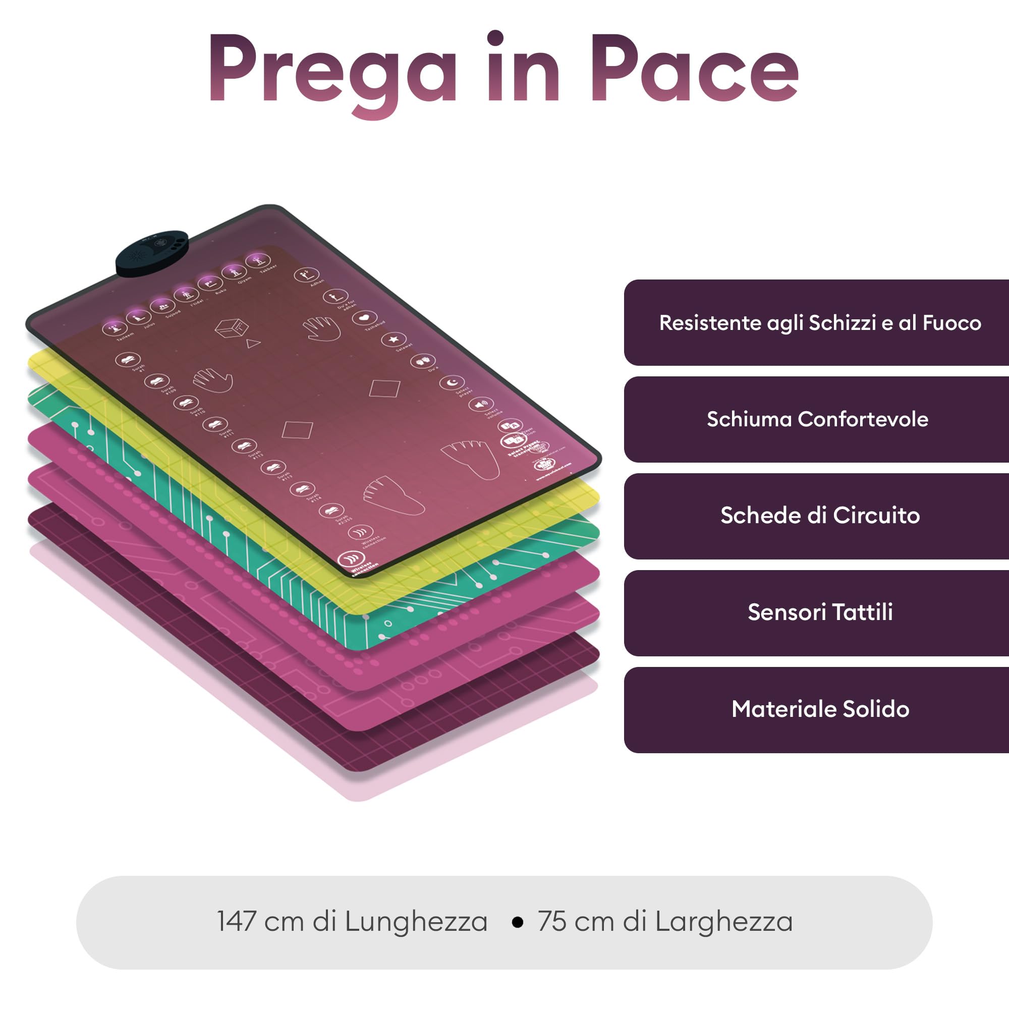 My Salah Mat Tappeto per Preghiera Musulmana Elettronico – Tappetino Islamico Prayer Mat - Insegna Surah, Salah e Duas, Ideale per Adulti e Convertiti, 8+ Anni