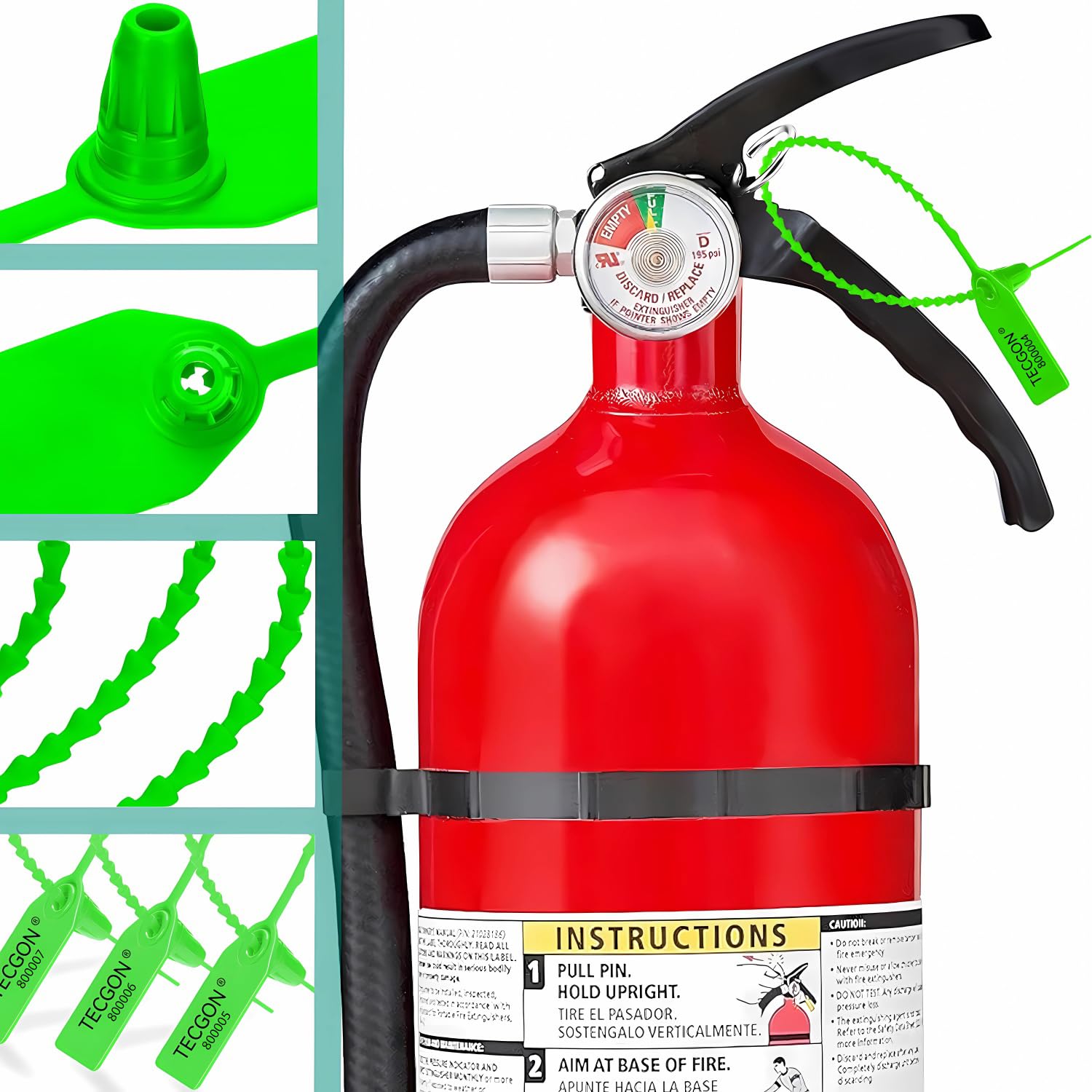 Confezione da 1000 etichette in plastica per estintore, etichette di sicurezza numerate di sicurezza, etichette di sicurezza, usa e getta, autobloccanti, lunghezza 25 cm
