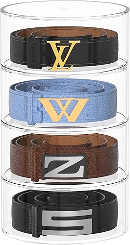 Carmanon Organizador de cinturón de 4 capas para armario, organizador de almacenamiento de cinturón de acrílico, soporte para cinturón transparente,