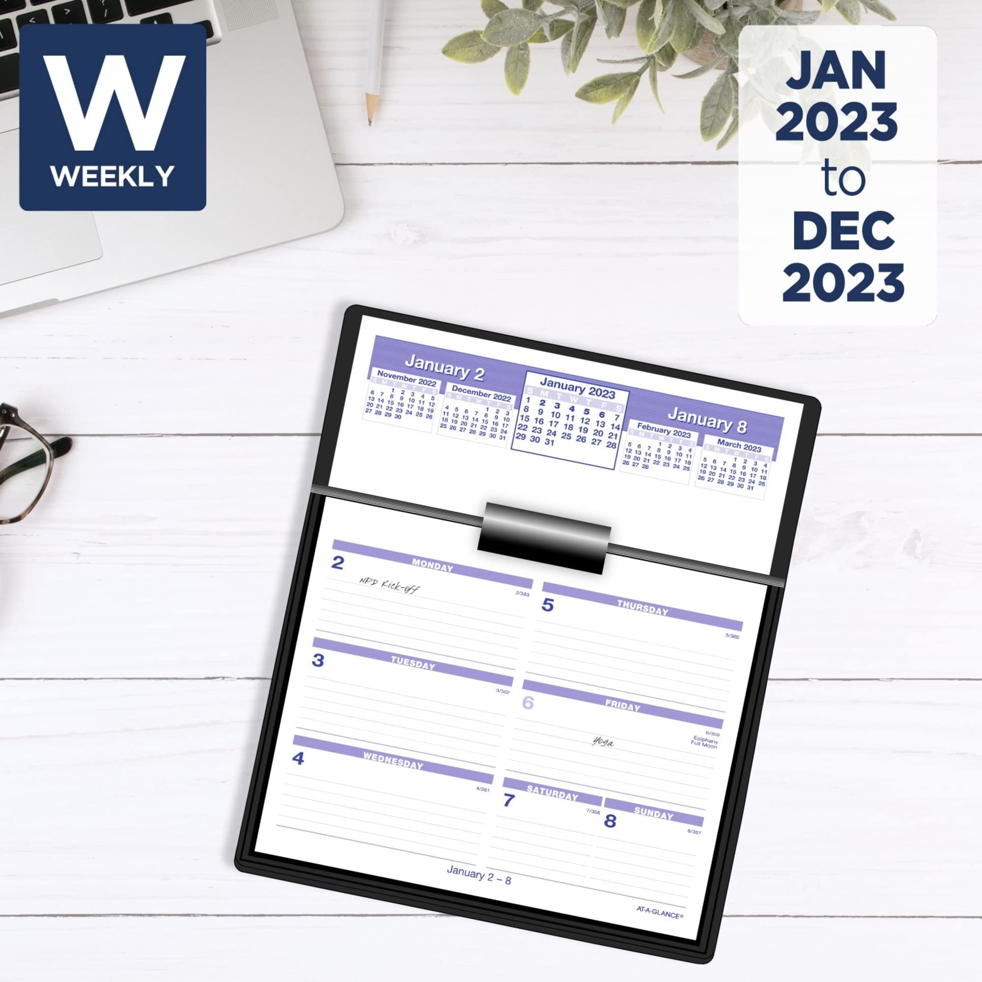 ATAGLANCE 2023 Desk Calendar And Base, FlipAWeek, 5