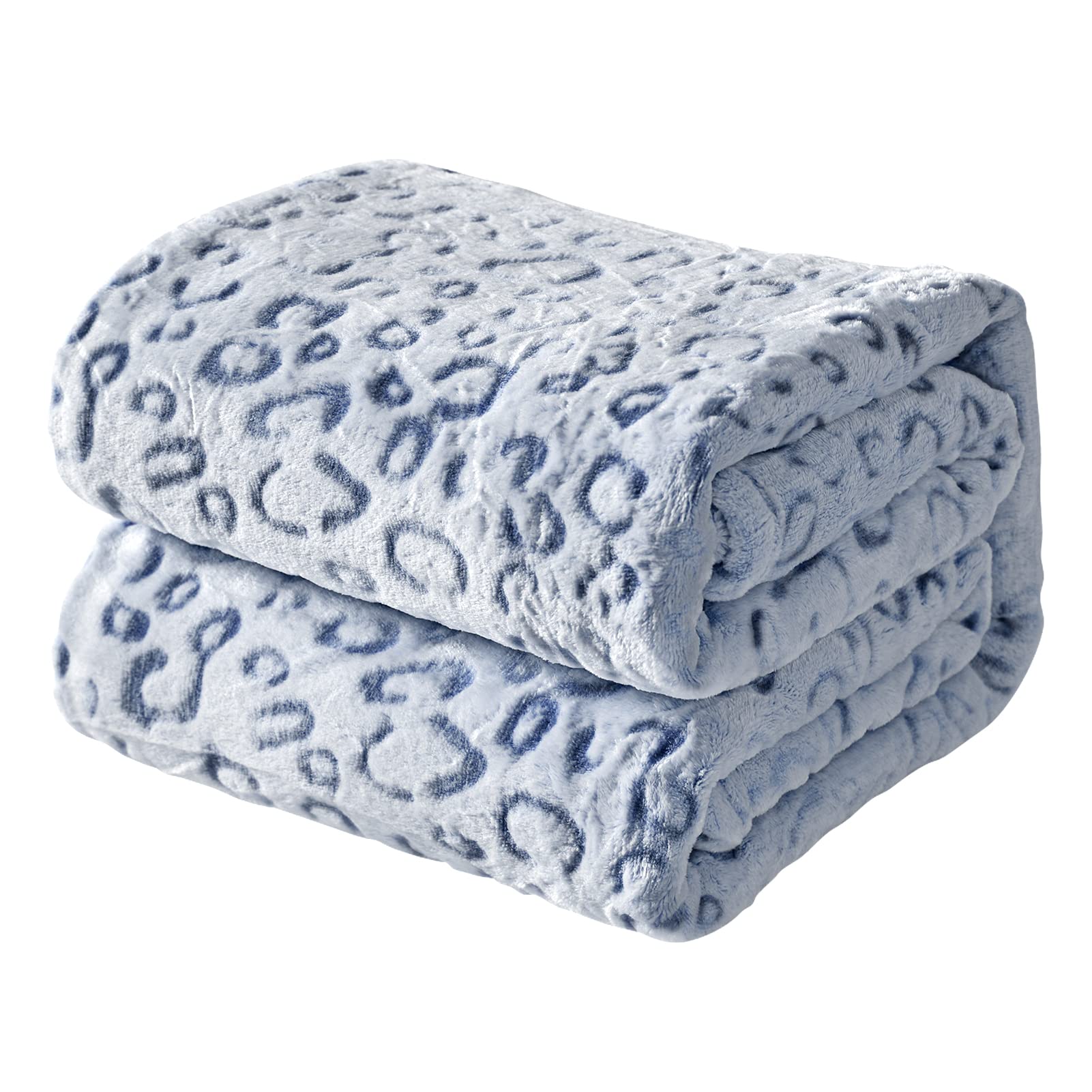 FY Fiber House Flannel Fleece Throw Blanket, Lightweight Cozy Plush Microfiber Bedspreads for Adults,60"X80",Blue Leopard