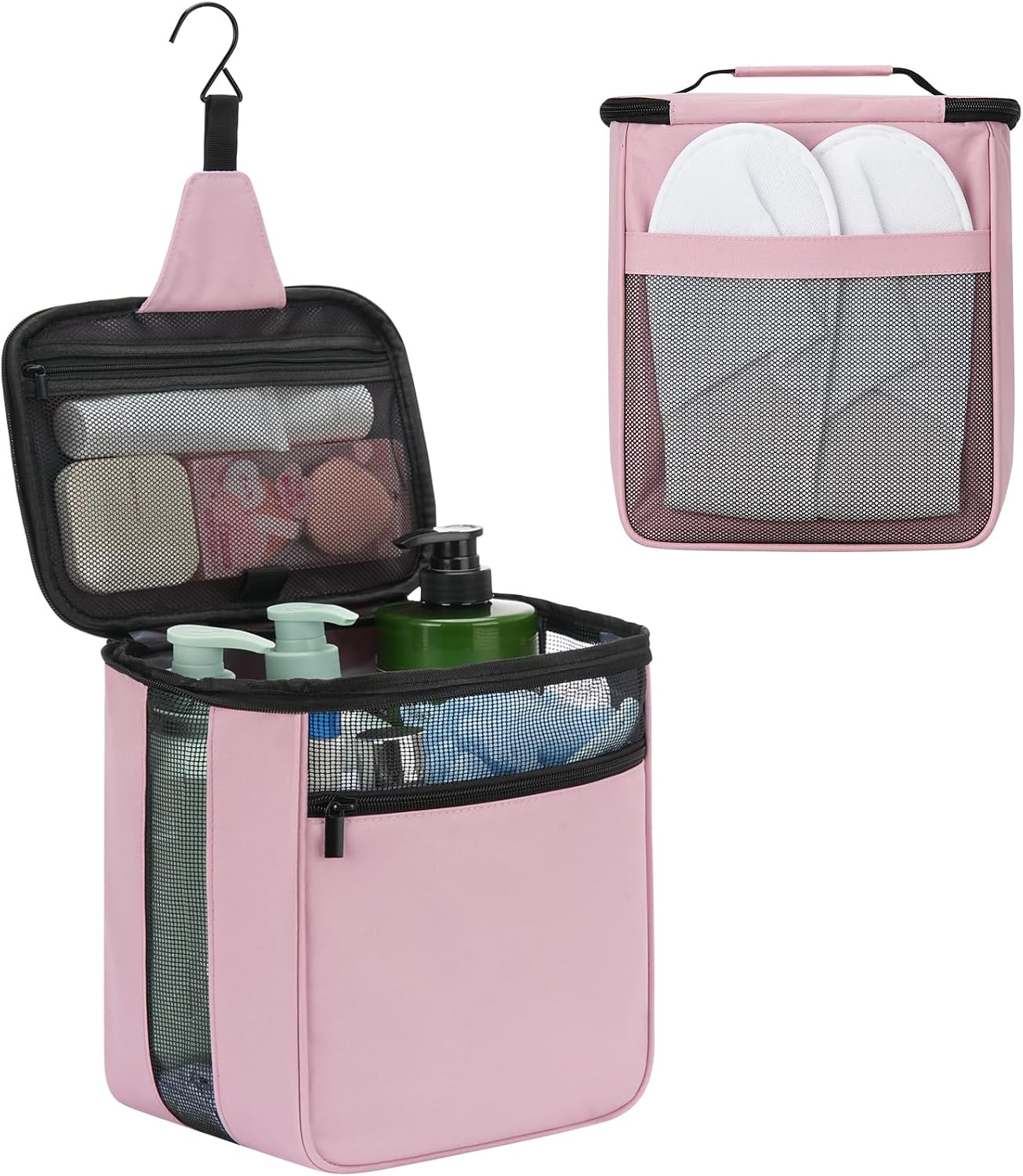 Shower Caddy Mesh Shower Bag Portable College Dorm Room Essentials for Guys Girls,Hanging Shower Organizer for Camping,Traveling,Gym,Men,Women (Black, Large)