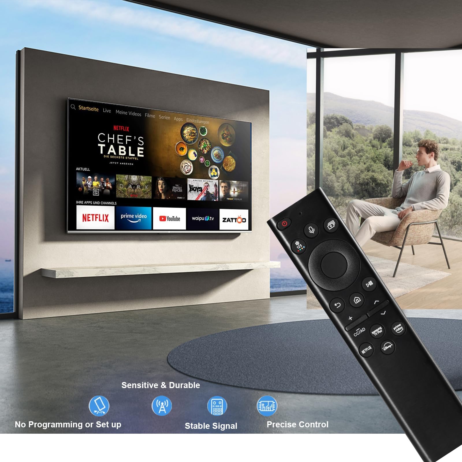 Télécommande vocale de rechange compatible avec Samsung-Smart-TV-Télécommande de remplacement Smart Curved Frame QLED LCD 8K 4K TV