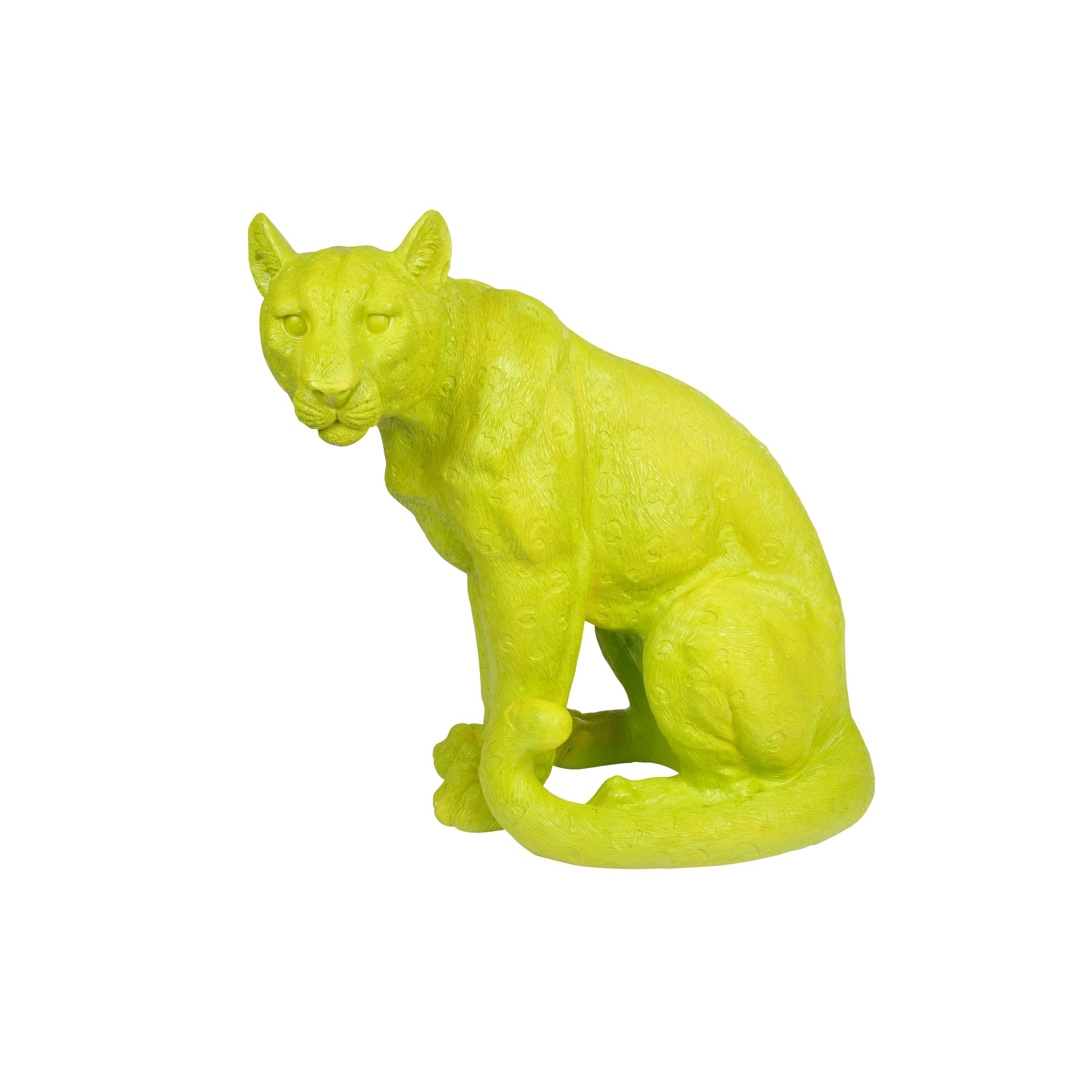 Léopard en polyrésine vert anis haute qualité Homéa grande statue décorative 41 cm