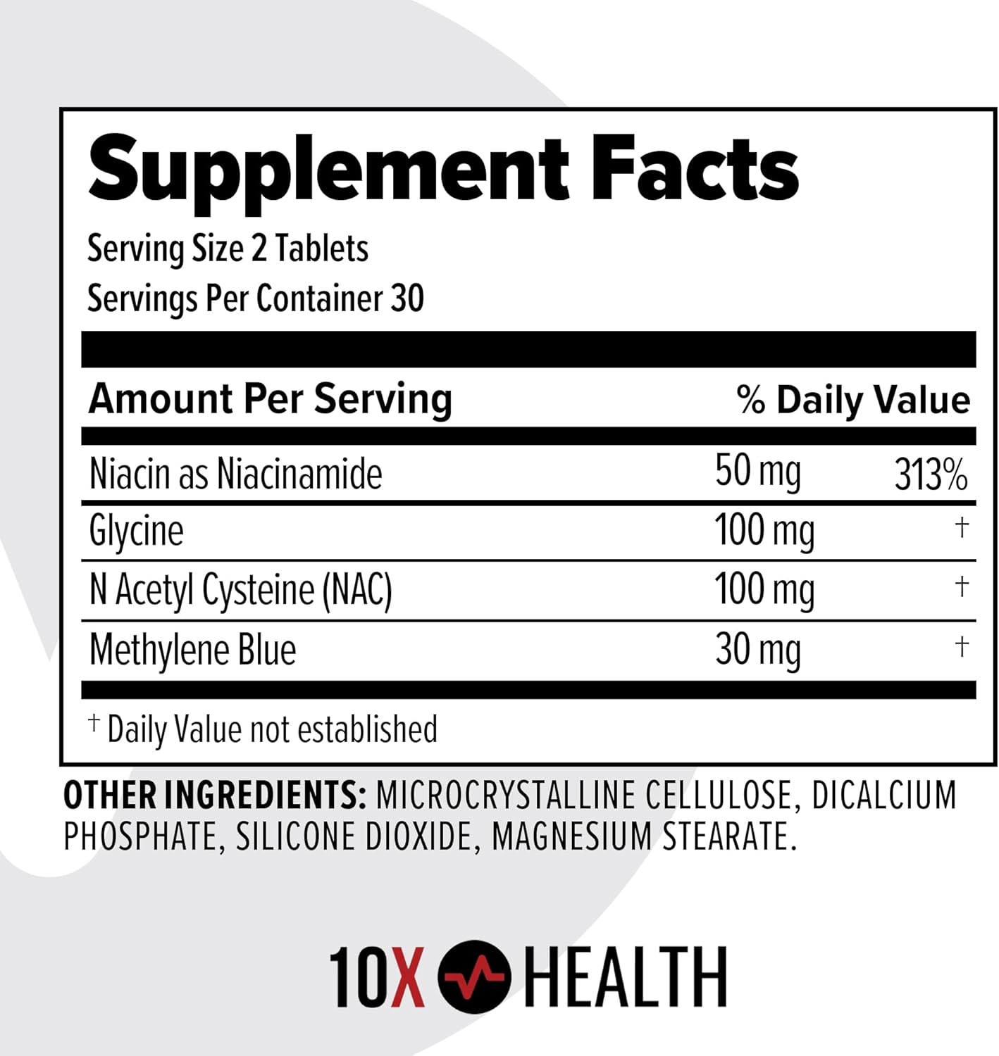 10X Health Methylene Blue Supplement with Black Pepper Extract - 60 Tablets Methylene Blue Pharmaceutical Grade Tablets - Supports Energy, Focus & Cognition - Vegan, Non-GMO - Image 6