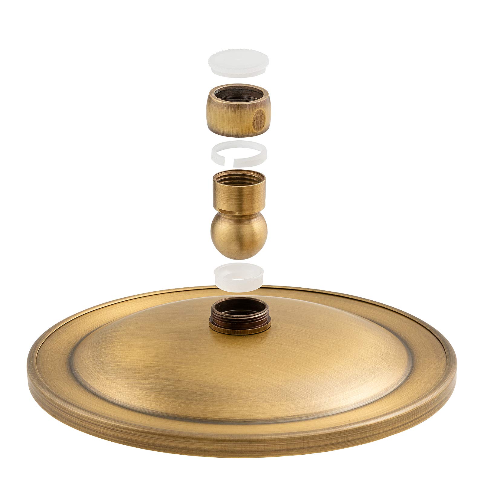Soffione Doccia Fisse Rotondo In Ottone Spazzolato Anticato Soffione Doccione Cascata Da Con Filtro Adatto Per Doccia Da Bagno Connettore G1 / 2 Stile Vintage Bronzo (oro, 20 * 20)