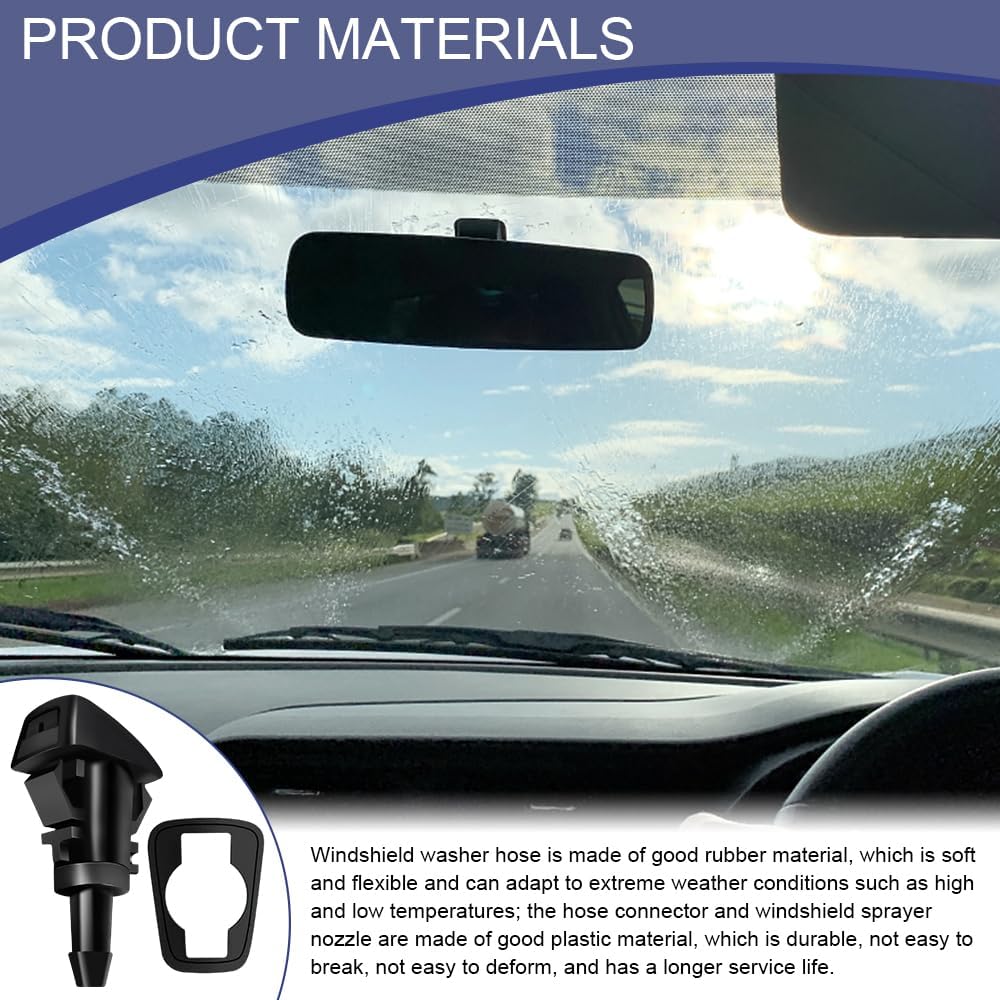 22 PCS Windshield Washer Hose Kit, Windshield Washer Nozzle Replacement, 13FT Washer Fluid Hose, 6 PCS Hose Connectors, 2 Fan Nozzles, Suitable for Most Car Windshield Fluid Tubing