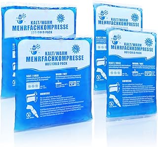 4x wielokrotne kompresy 16x9 cm, 14x13 cm - Gorace i zimne oklady wielokrotnego uzytku - Podkladka chlodzaca i podkladka rozgrzewajaca, mozna uzywac w kuchence mikrofalowej