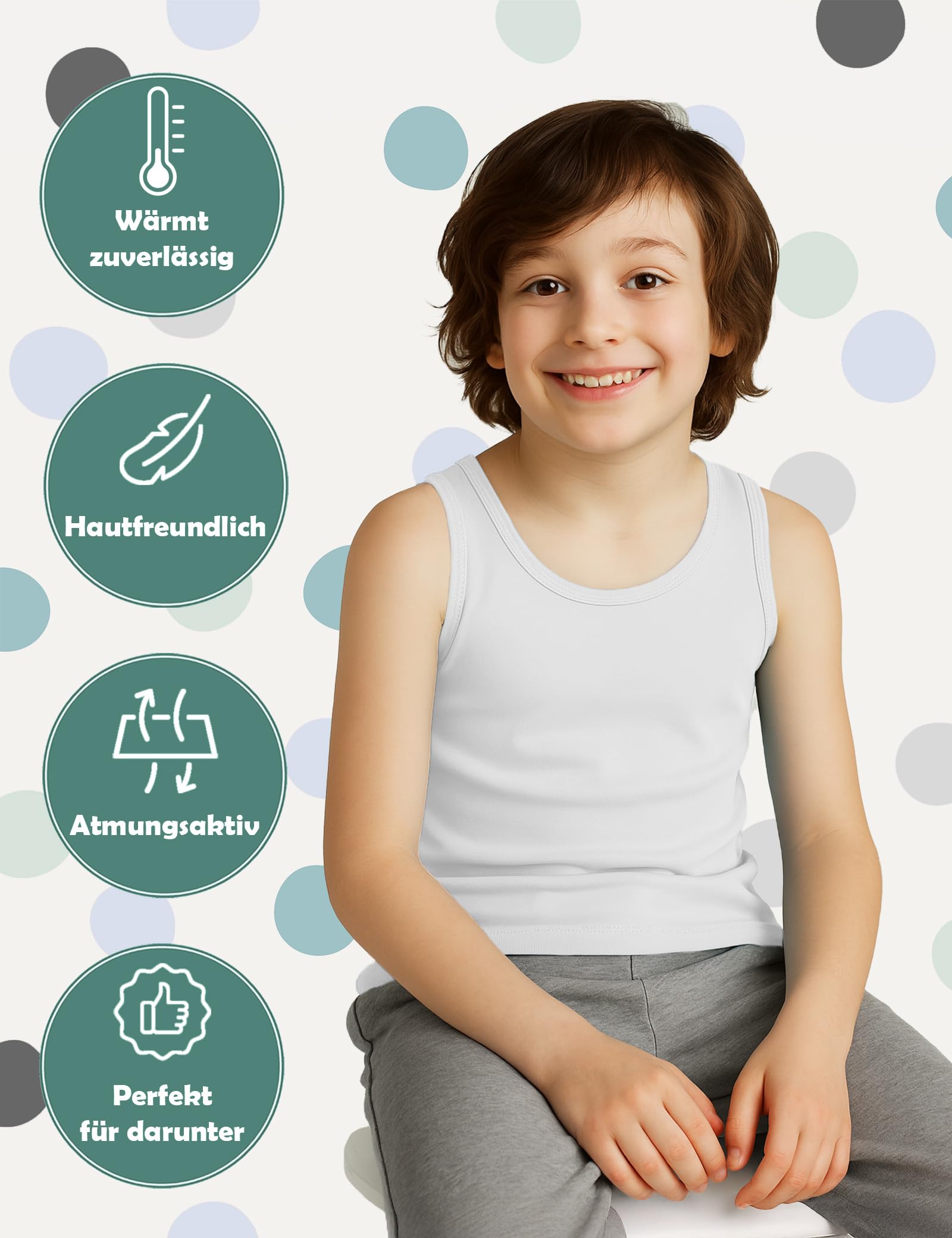 ALPIDEX Jungen Unterhemd 5er Set 100% Baumwolle Tank Top Trägertop Bequeme Classic Achselhemden Ärmellose Kinder Unterhemden