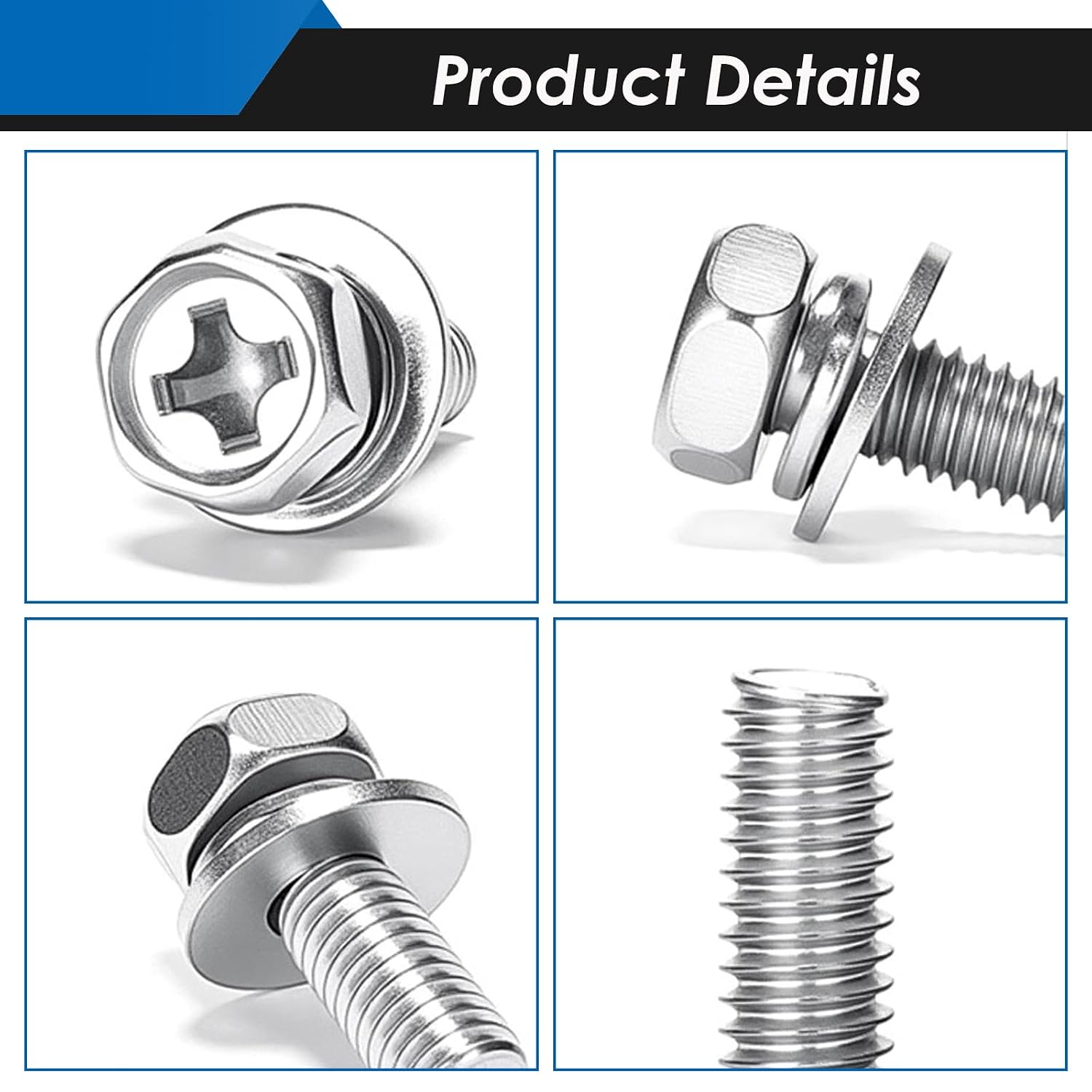72Pcs Motorcycle Battery Terminal Bolts and Nuts Kit 304 Stainless Steel 5 Sizes M6x10/12/16/18/20mm Motorcycle Battery Bolts and Nuts for ATV Bike, Motorcycle, Scooter
