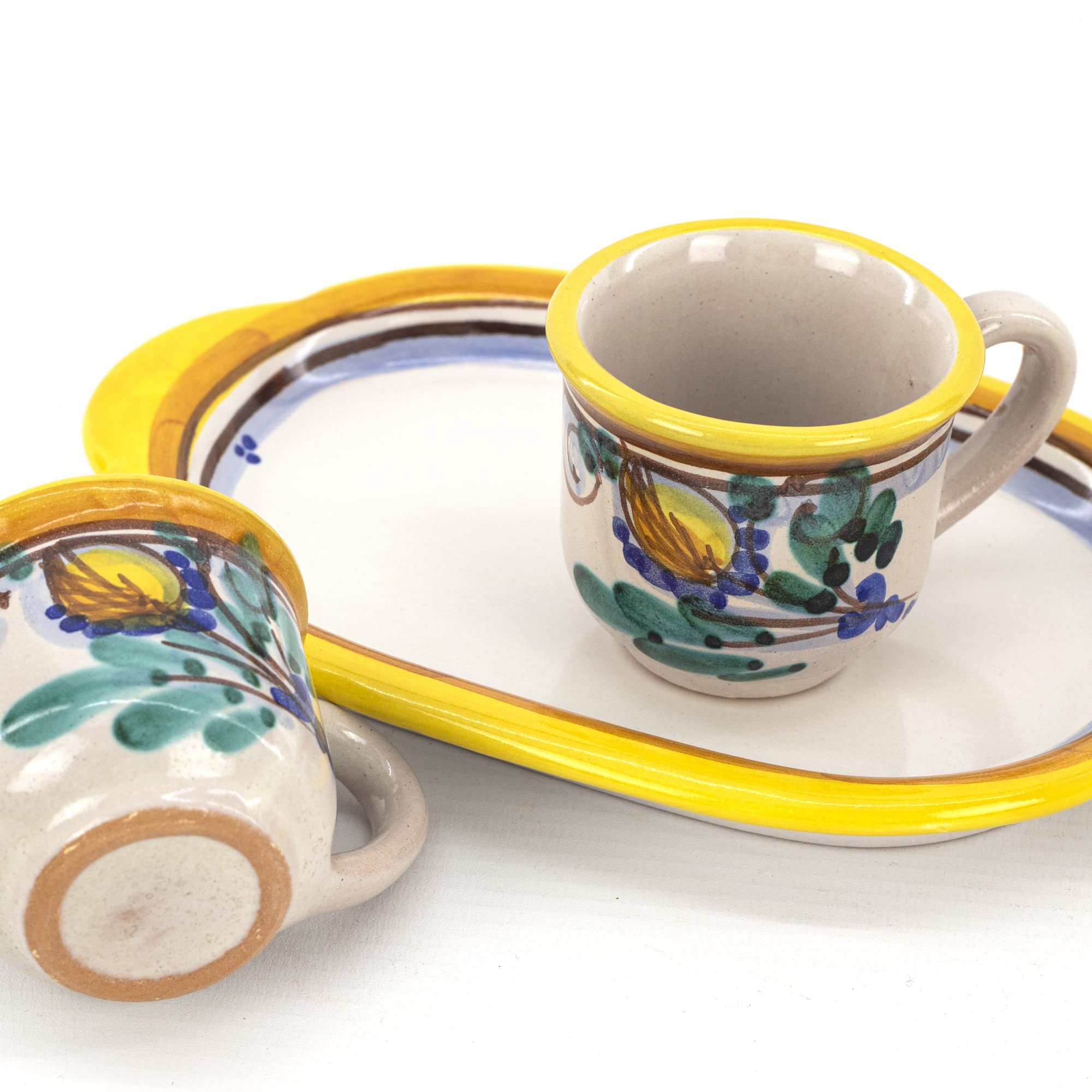 CEAR ceramiche Keramik Kaffeeservice für zwei Personen Sizilianische Keramik von Caltagirone von Hand verziert