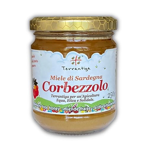 Corbezzolo - Miel cruda  Árbol de fresa silvestre, miel artesanal de Cerdeña, Italia  (8.82oz) 8.8 onzas