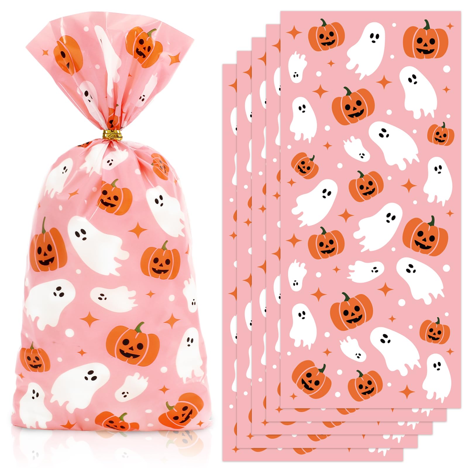 160PCS Halloween Cellophane Treat Bags, Plastic Goodie Candy 160PCS Halloween Cellophane Treat Bags, Plastic Goodie Candy