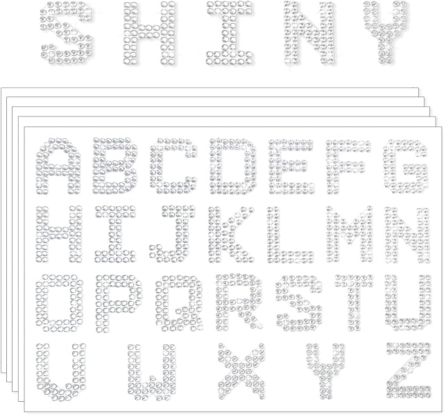 5 Sheets Large Glitter Rhinestone Alphabet Letter Stickers Self-Adhesive Alphabet Stickers 26 A-Z Letters Stickers DIY Decoration for Art and Crafts Supplies,Sliver(130 Pieces)