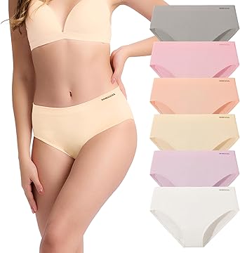 Womens Underwear Bamboo Bikini Panties Moisture-Wicking Hipter Seamless Stretchy Briefs Breathable Underwear 6-pack