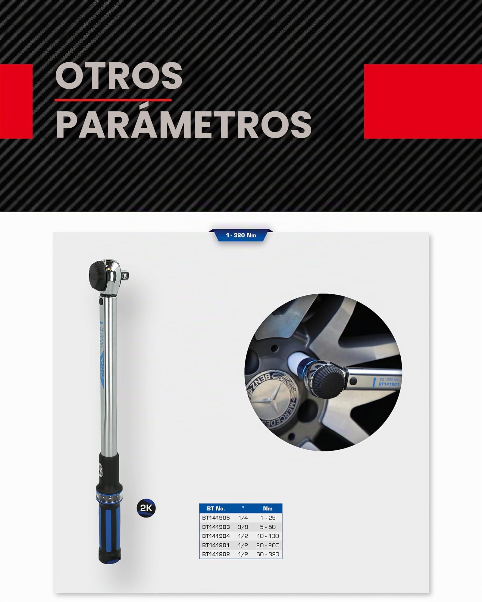 BRILLIANT TOOLS BT141904 1/2" Llave dinamométrica con cabezal de carraca de cambio de posición por mando giratorio, 10 - 100 Nm [Powered by KS TOOLS]