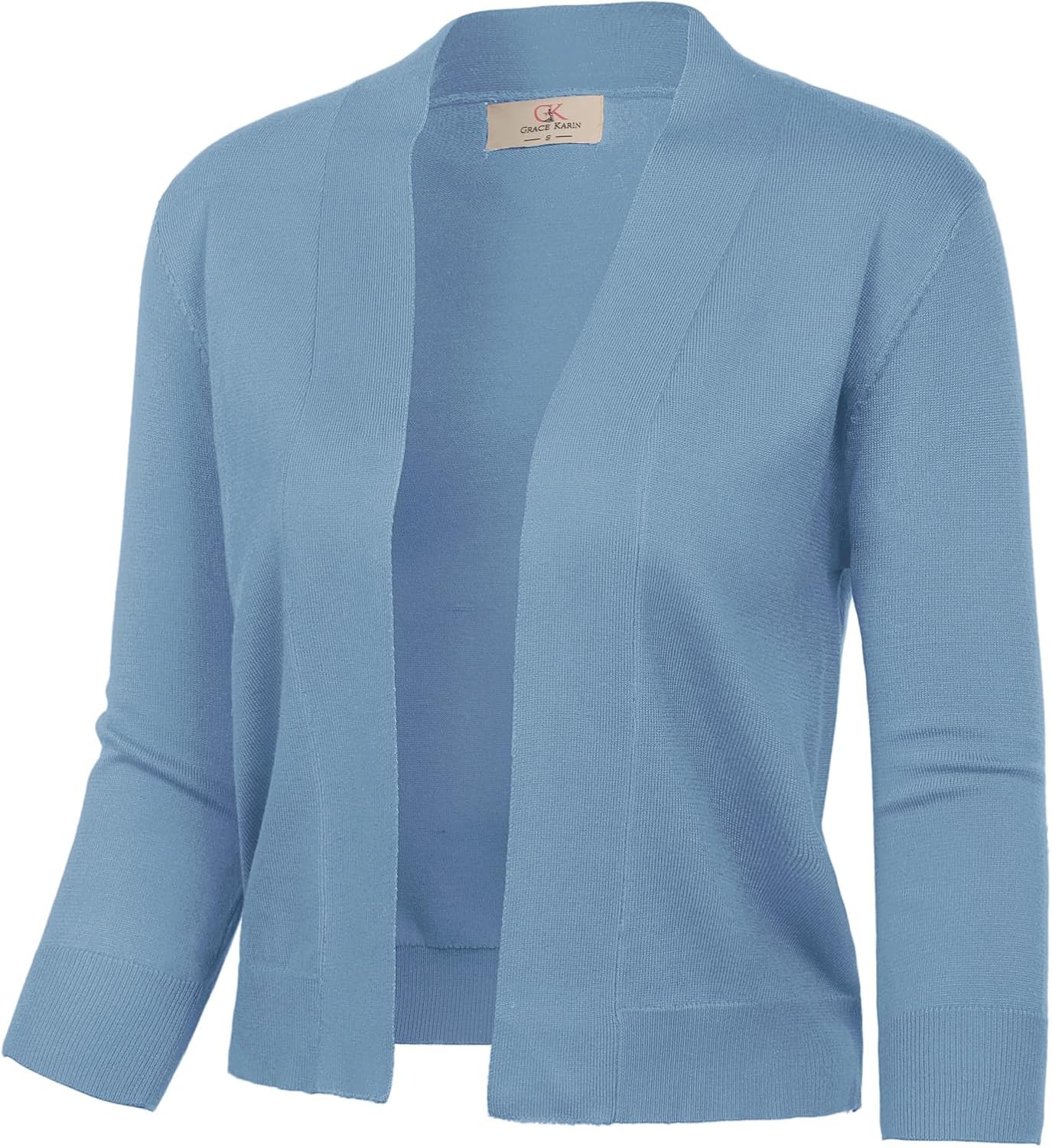 GRACE KARIN Women's 3/4 Sleeve Cropped Cardigan Knit Sweaters Lightweight Open Front Shrug Bolero S-3XL