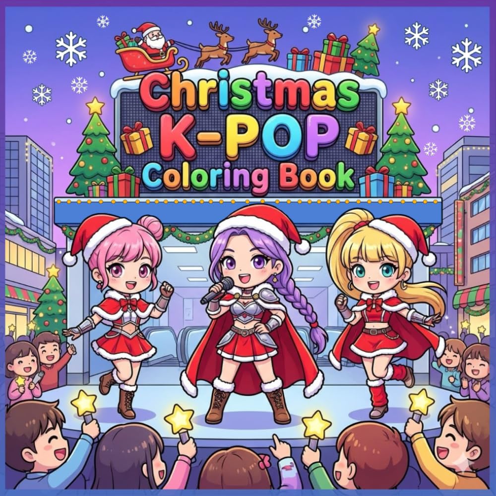 Christmas K-POP Coloring Book: Celebrate Christmas with 40+ Kawaii Chibi & Anime Idols Designs | Cozy Winter Scenes, Sparkling Concerts, and Fun Holiday Activities.
