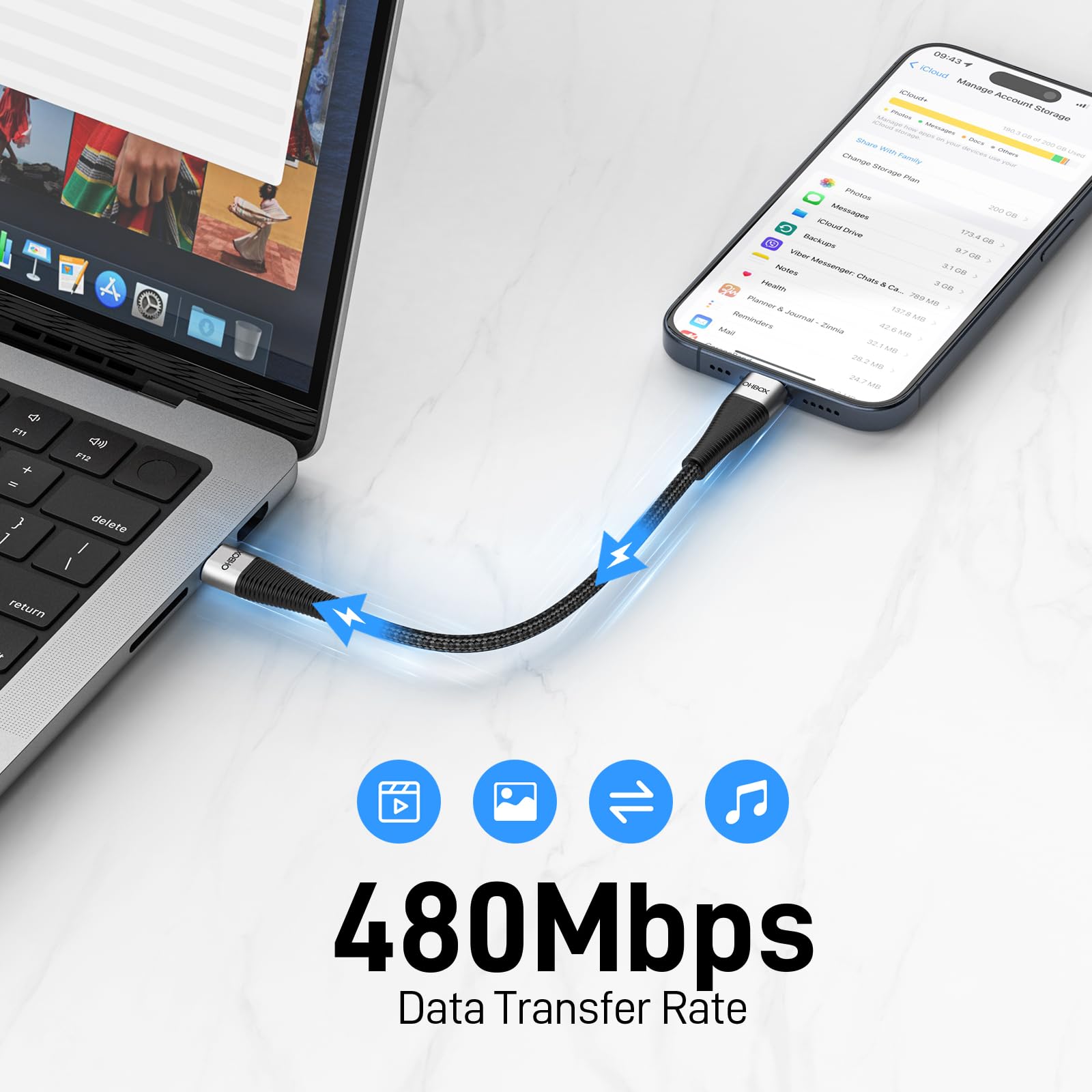Kurzes USB-Typ-C-Kabel, 3 Stück, 0,3 m, USB-Typ-C-Ladekabel, 100 W, schnelles Aufladen, tragbares Nylon-geflochtenes USBC-Handy-Ladekabel für iPhone 17, 16 Pro Max, Samsung S25, S24, Laptops, MacBook
