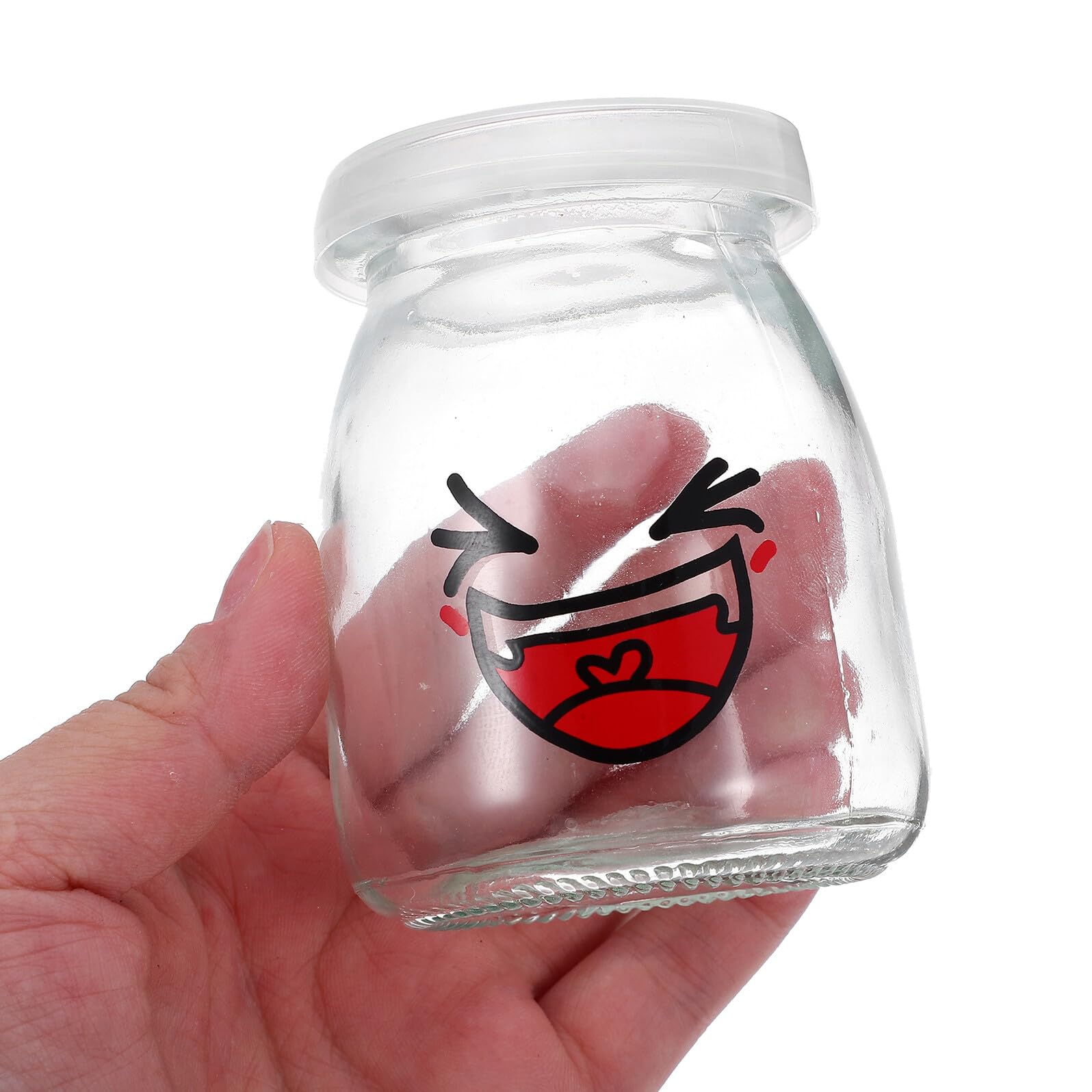 Veemoon Pots de Yaourt en Verre 150ml, Lot de 6, Forme Bocal