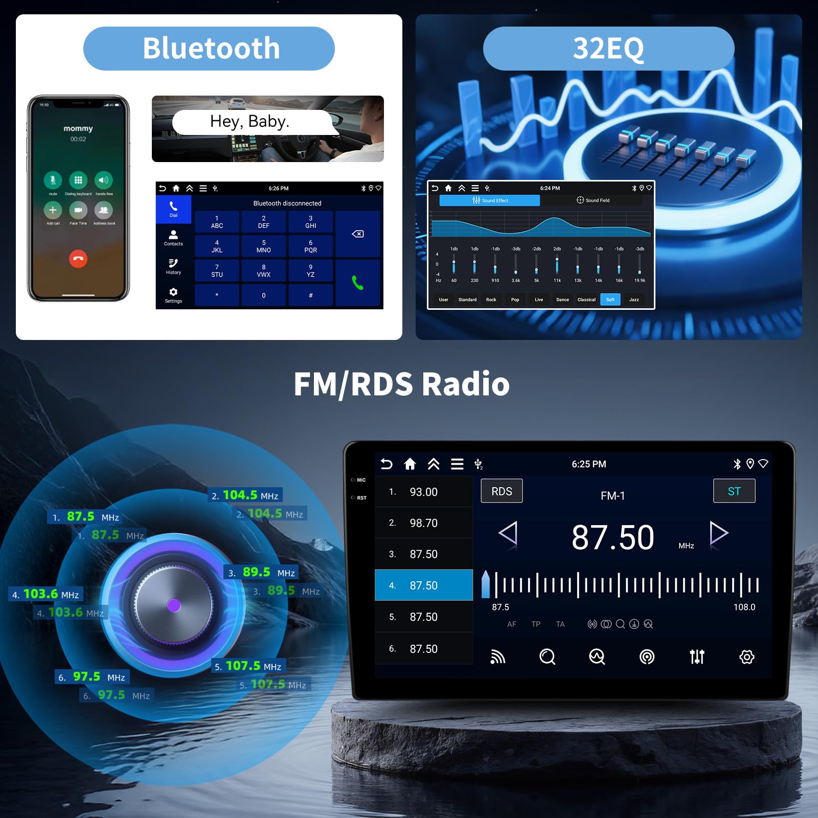 Android 15, 4G+128G GOHHDL Autoradio pour Peugeot 208 2008 2012-2018 avec Wireless Carplay Android Auto, 10.1 Pouces Poste Radio Voiture avec GPS Navi WiFi Bluetooth FM/RDS EQ SWC AHD Caméra&Mic