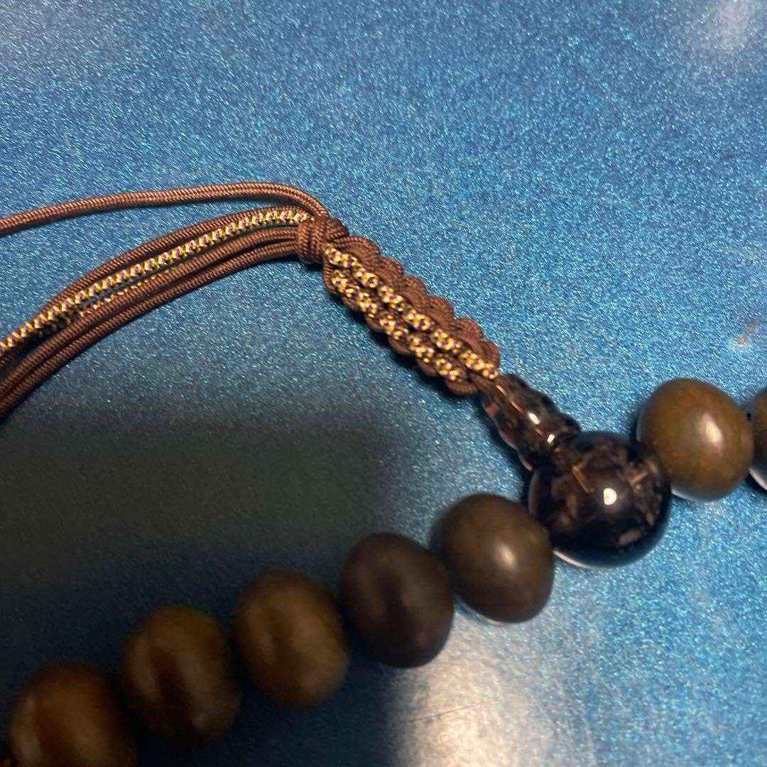 緑檀「リグナムバイタ」とスモーキークォーツ(茶水晶)の男性用数珠 緑