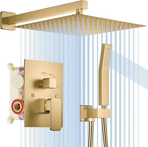 Sistema de ducha, cabezal de ducha de alta presión de 12 pulgadas con juego combinado de mano de lluvia, sistema de cabezal de ducha doble montado