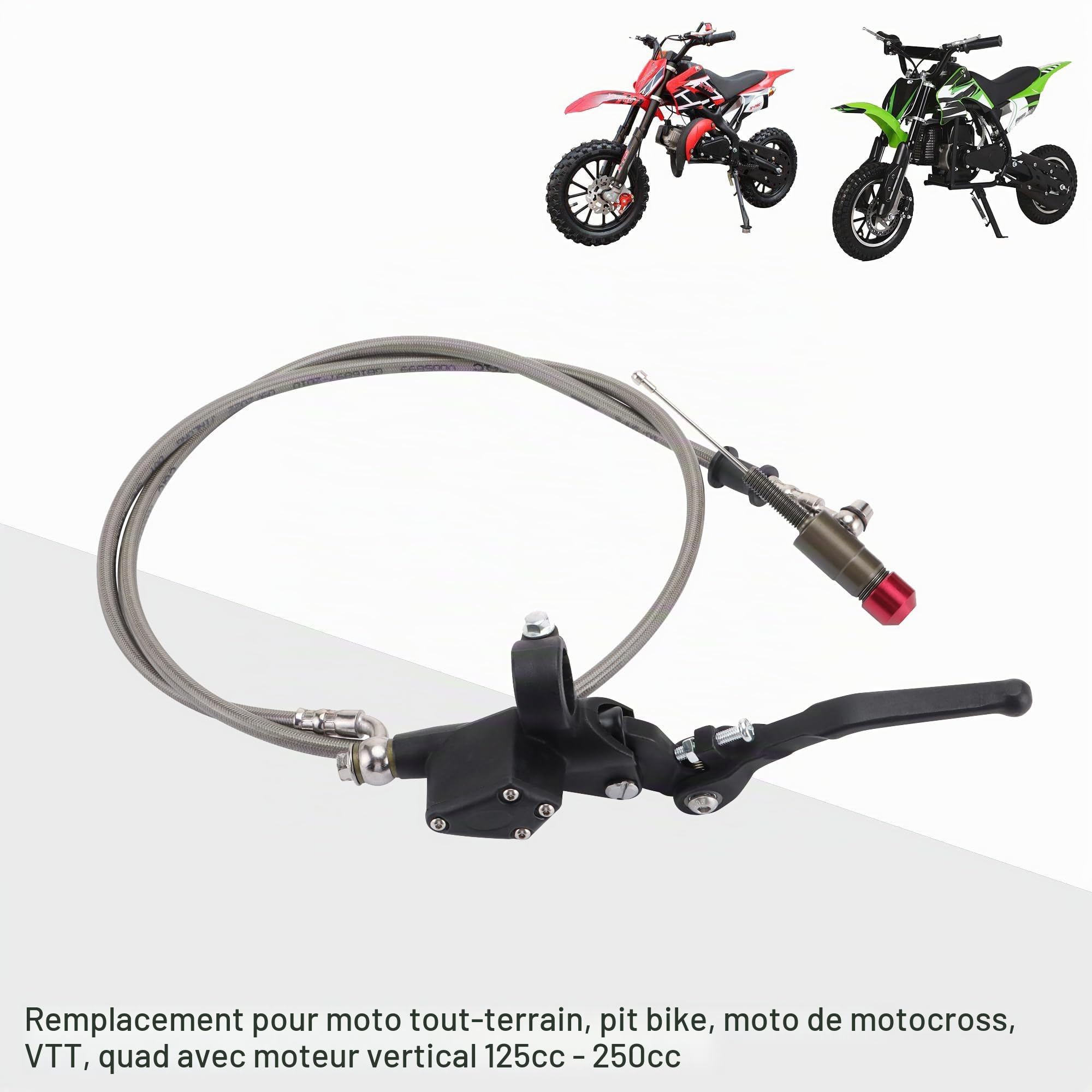 GOOFIT 1200mm Leveau d'embrayage hydraulique Leveau de réservoir de fluide de maître cylindre Remplacement pour 125cc - 250cc Moteur Vertical Off Road Motocycle Pit Dirt Bike Motocross ATV Quad Noir