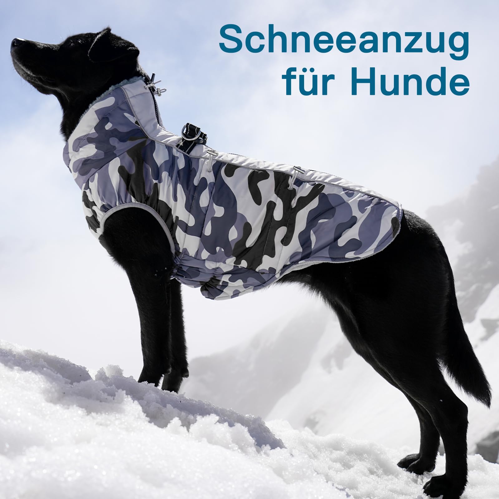 Fleece Hundemantel Grosse Hunde, Winddicht Hundejacke mit Reißverschluss Hinten und Rollkragen, Perfekt für Kalte Wintertage, Hundemantel Labrador, Dobermann, Grau, 2XL