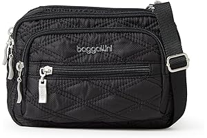 Baggallini 'Everywhere' Triple Zip Small Convertible Crossbody Fanny Pack Belt Bag - Lightweight, Water-Resistant
